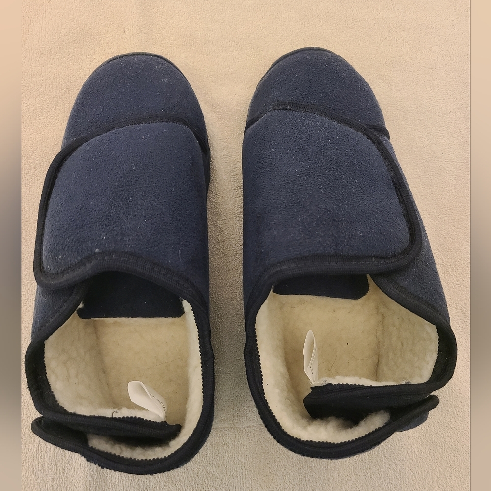 Navy Blue Fleece Slippers Adjustable
